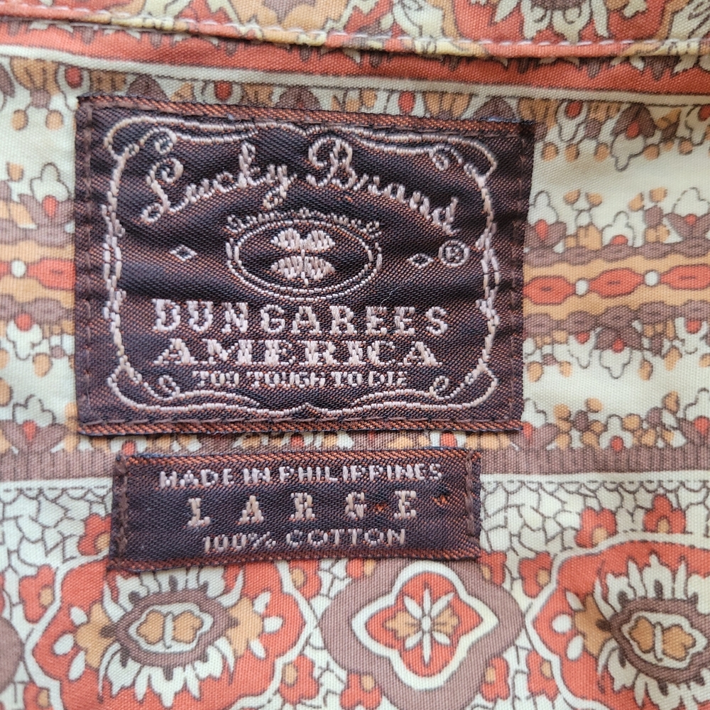 Lucky Brand Dungarees Shirt Mens L Western Medallion Stripe Button Down - Picture 11 of 11